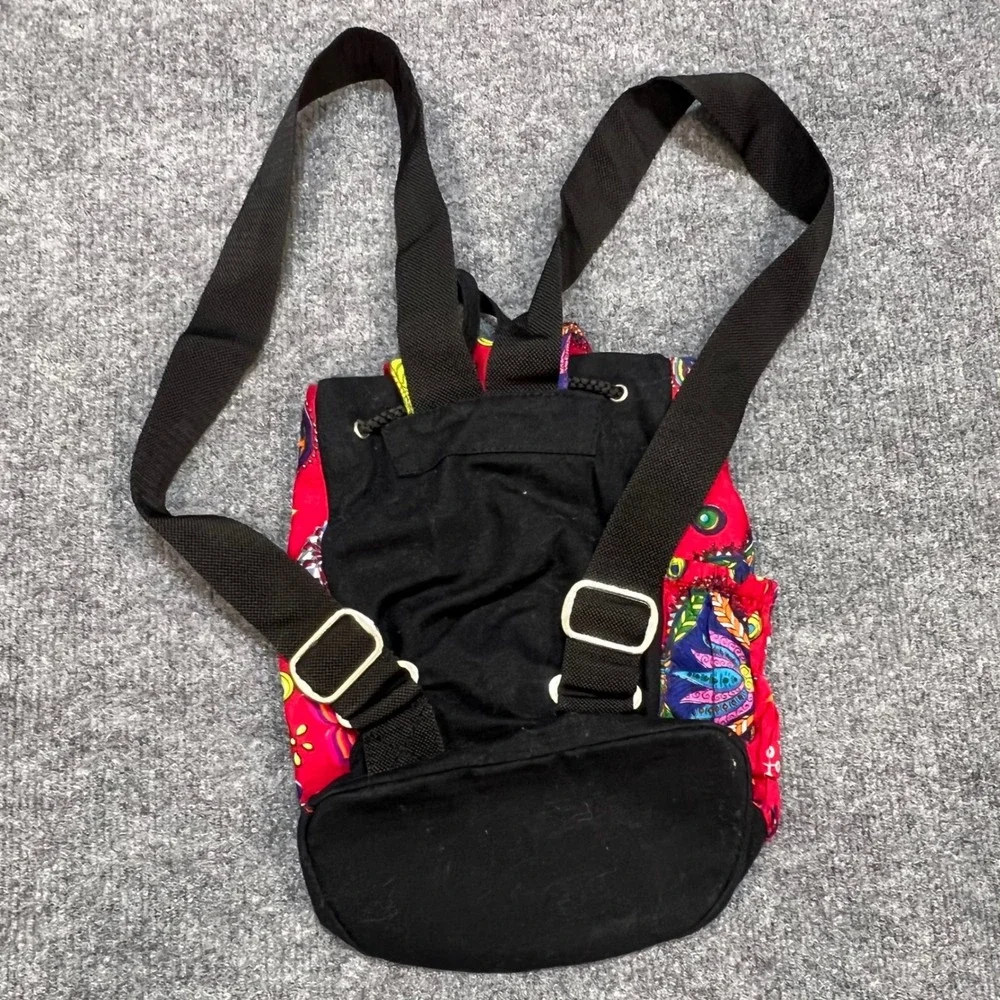 Openhand India Mini Backpack Women OS Red Boho Canvas Star Print
